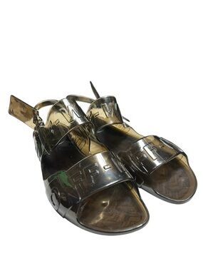 Off-White Transparent Black Zip Tie Jelly Slingback Sandals Size 42/US 11.5